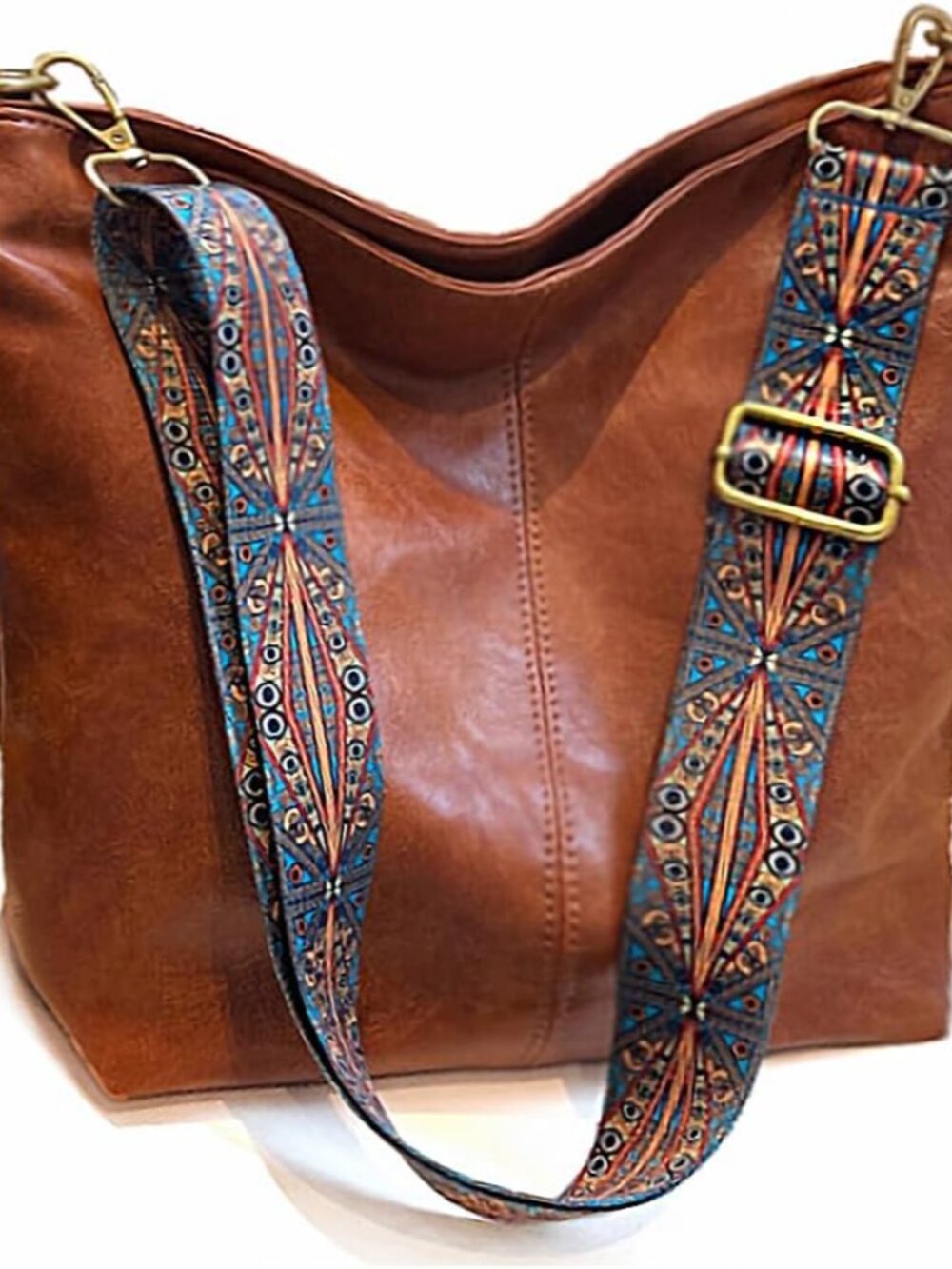 Hobo Bags Vegan Leather Crossbody Bag Guitar Strap Shoulder Purses with Zipper H